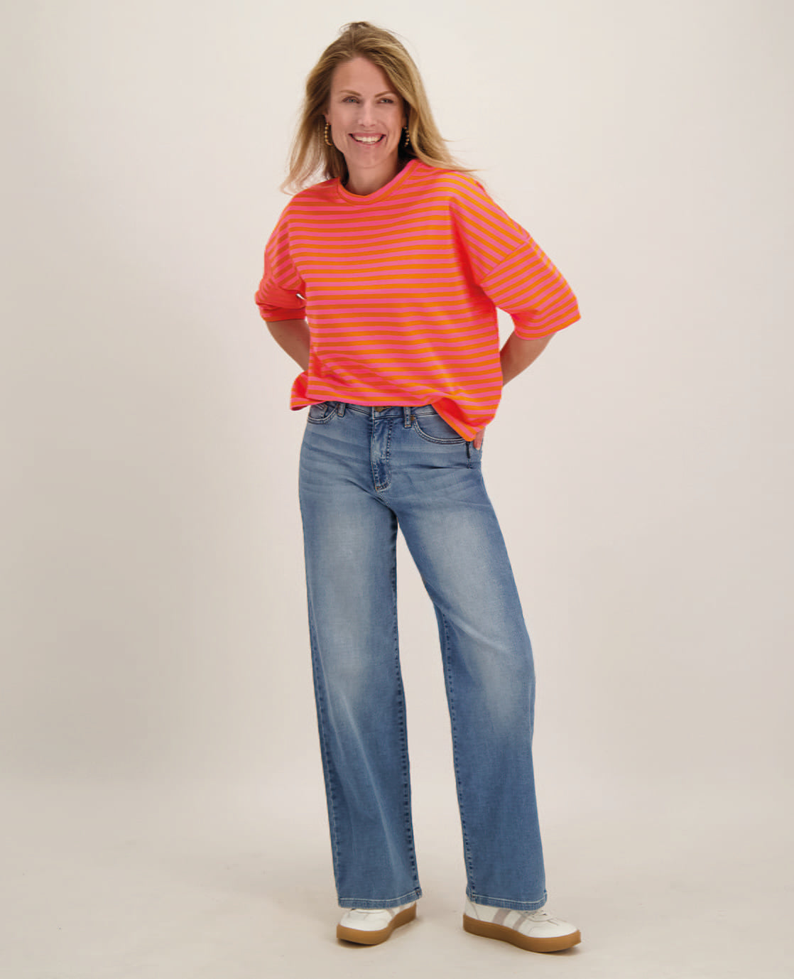 Je m'appelle Tops Tee Top Stripes | Pink / Orange
