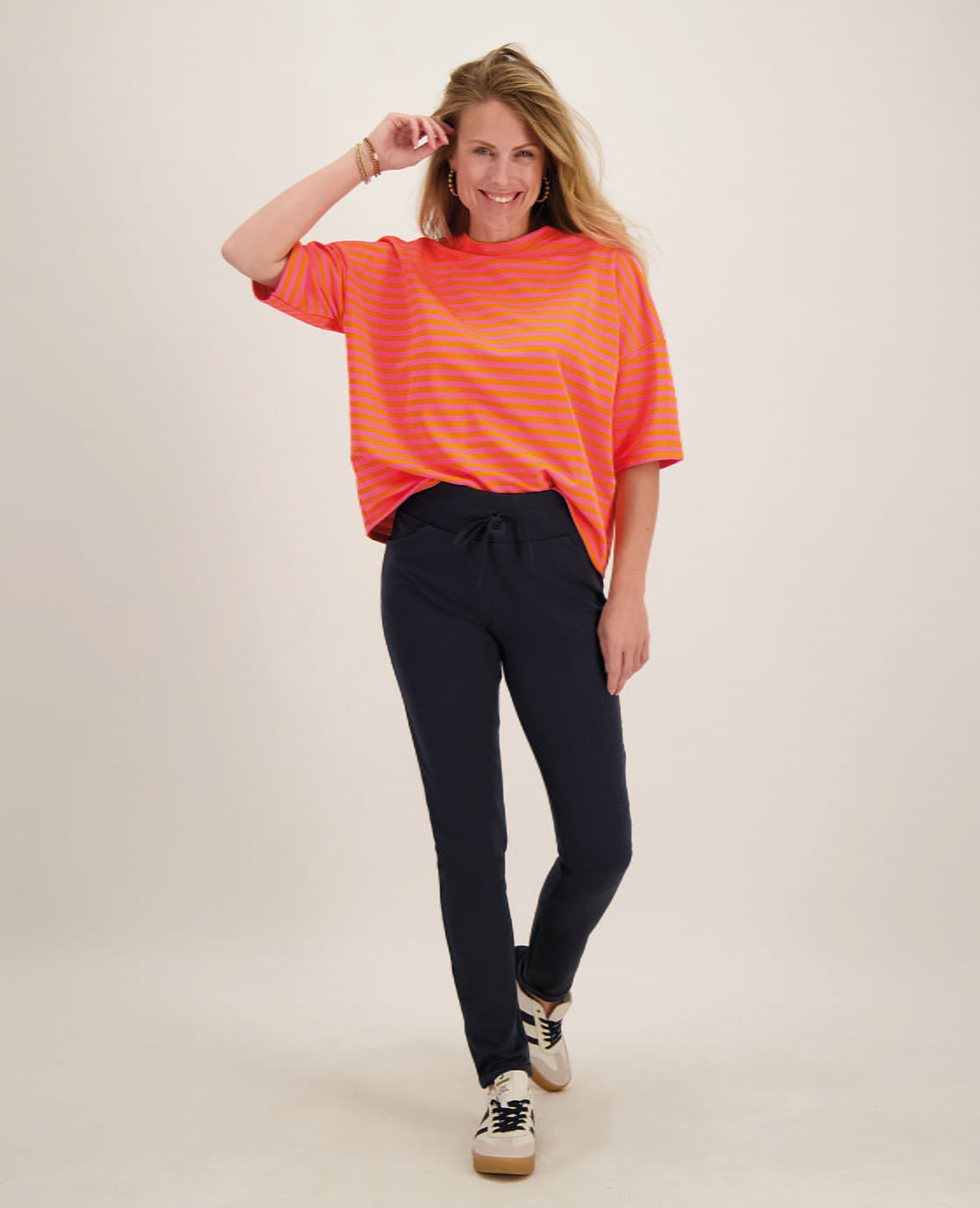 Je m'appelle Tops Tee Top Stripes | Pink / Orange