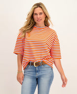 Je m'appelle Tops Blue / Orange / S Tee Top Stripes | Blue / Orange