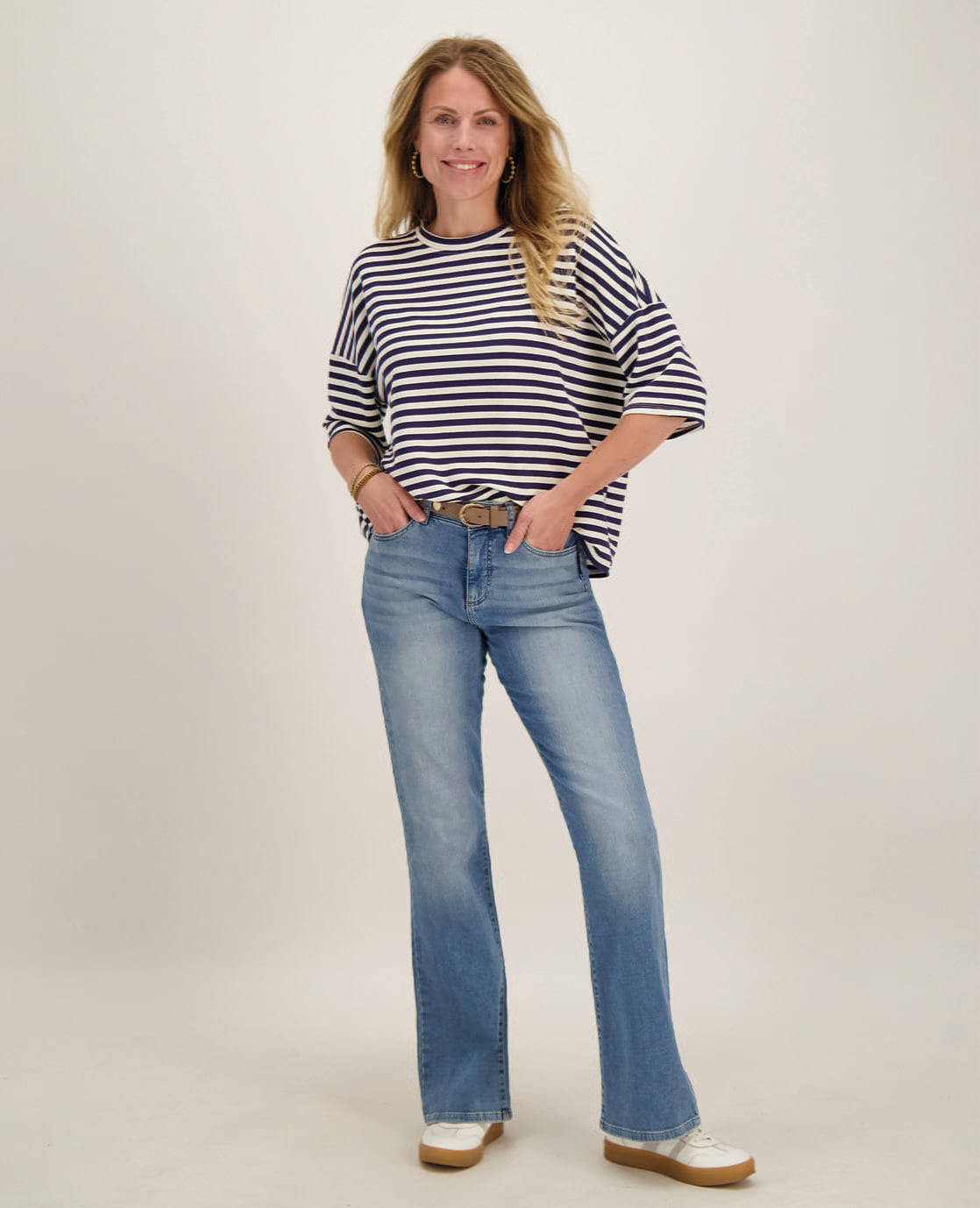 Je m'appelle Tops Tee Top Stripes | Off white/Donkerblauw