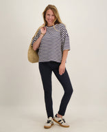 Je m'appelle Tops Tee Top Stripes | Off white/Donkerblauw