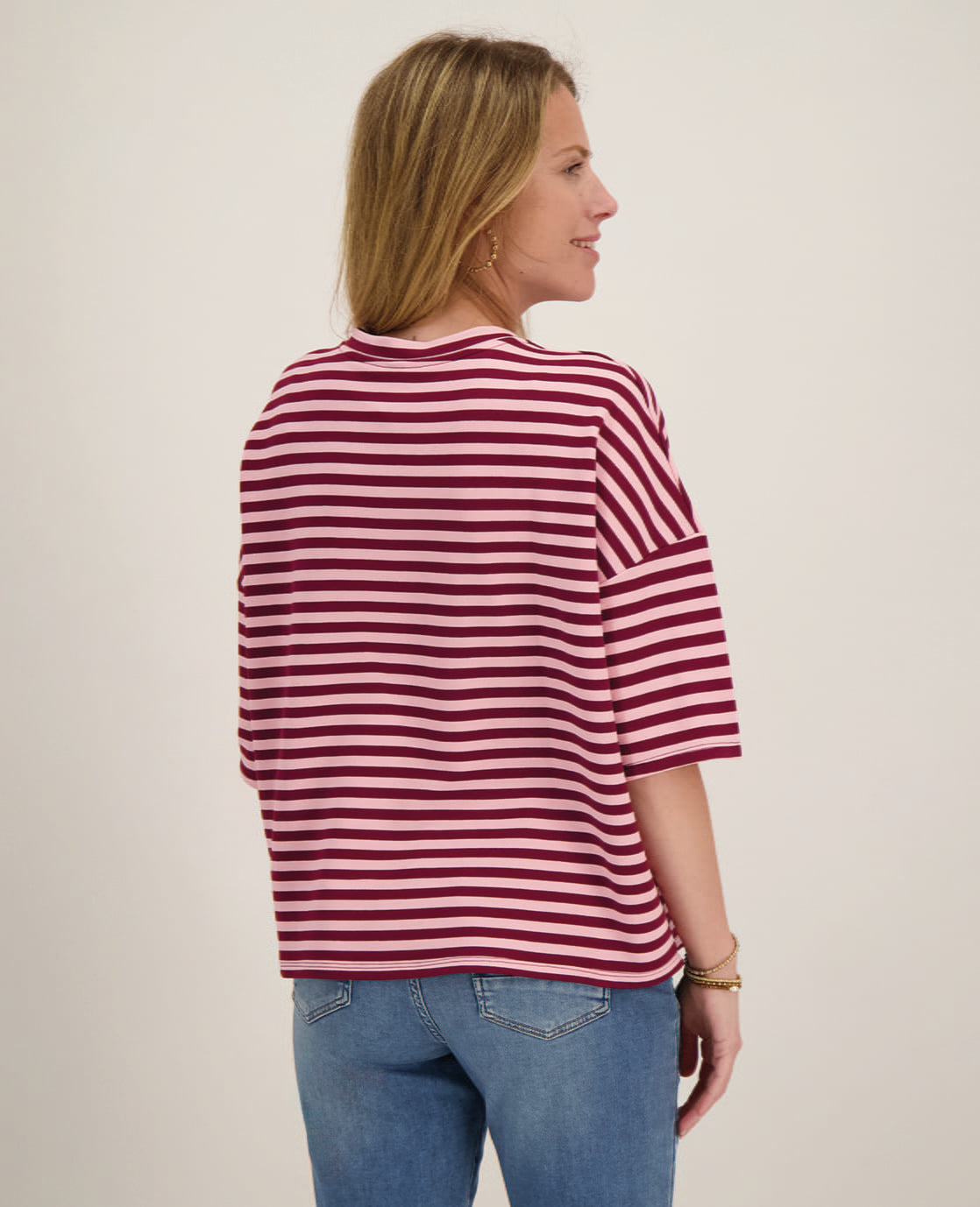 Je m'appelle Tops Tee Top Stripes | Burgundy / Pink
