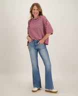 Je m'appelle Tops Tee Top Stripes | Burgundy / Pink