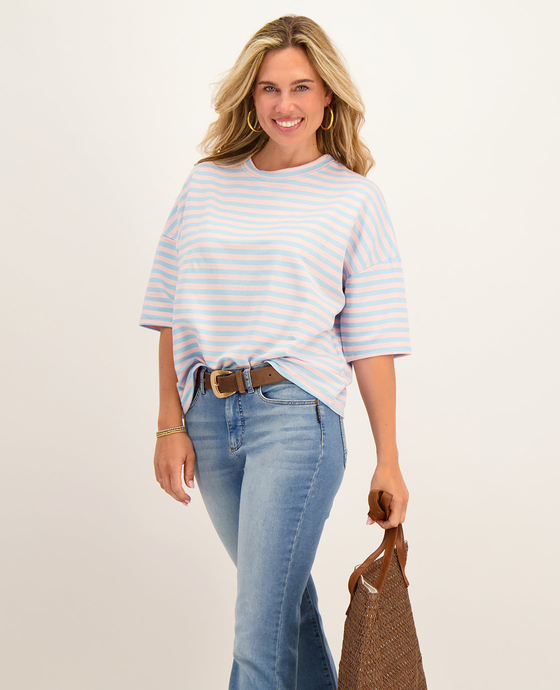 Tee Top Stripes | Light Blue / Light Pink