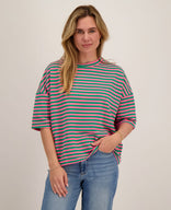 Je m'appelle Tops Tee Top Stripes | Green/Pink