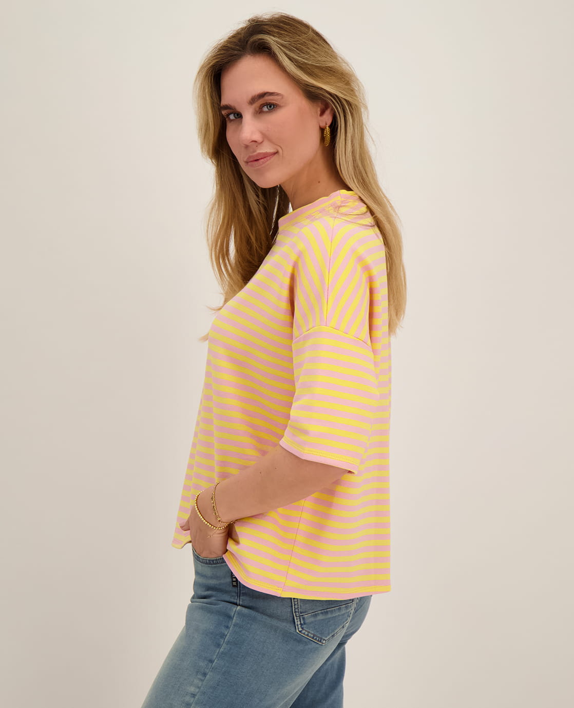 Je m'appelle Tops Tee Top Stripes | Yellow / Light Pink