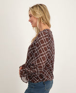 Je m'appelle Tops Top Ruffle | Dark Brown / Blue
