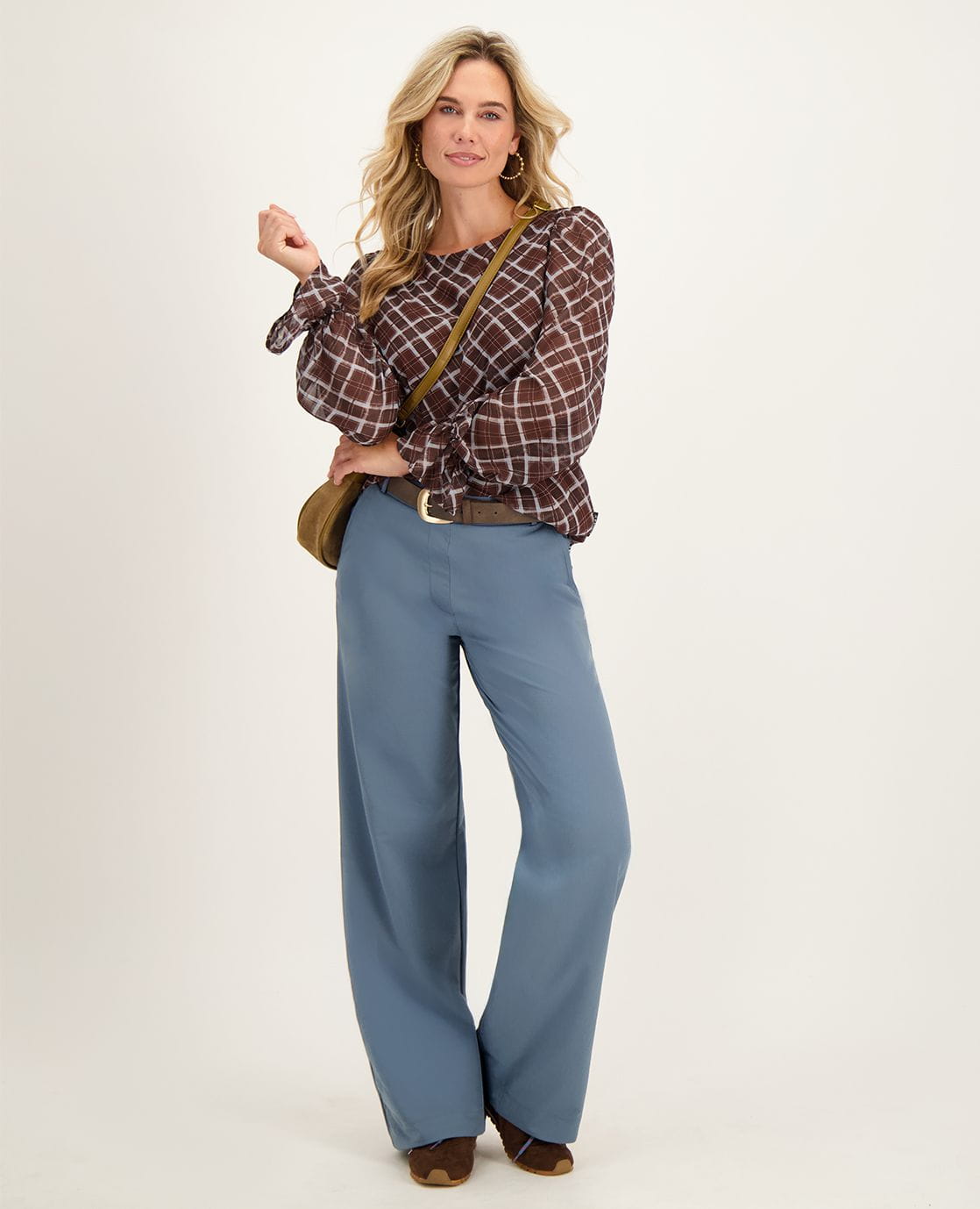 Je m'appelle Tops Top Ruffle | Dark Brown / Blue