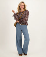 Je m'appelle Tops Top Ruffle | Dark Brown / Blue