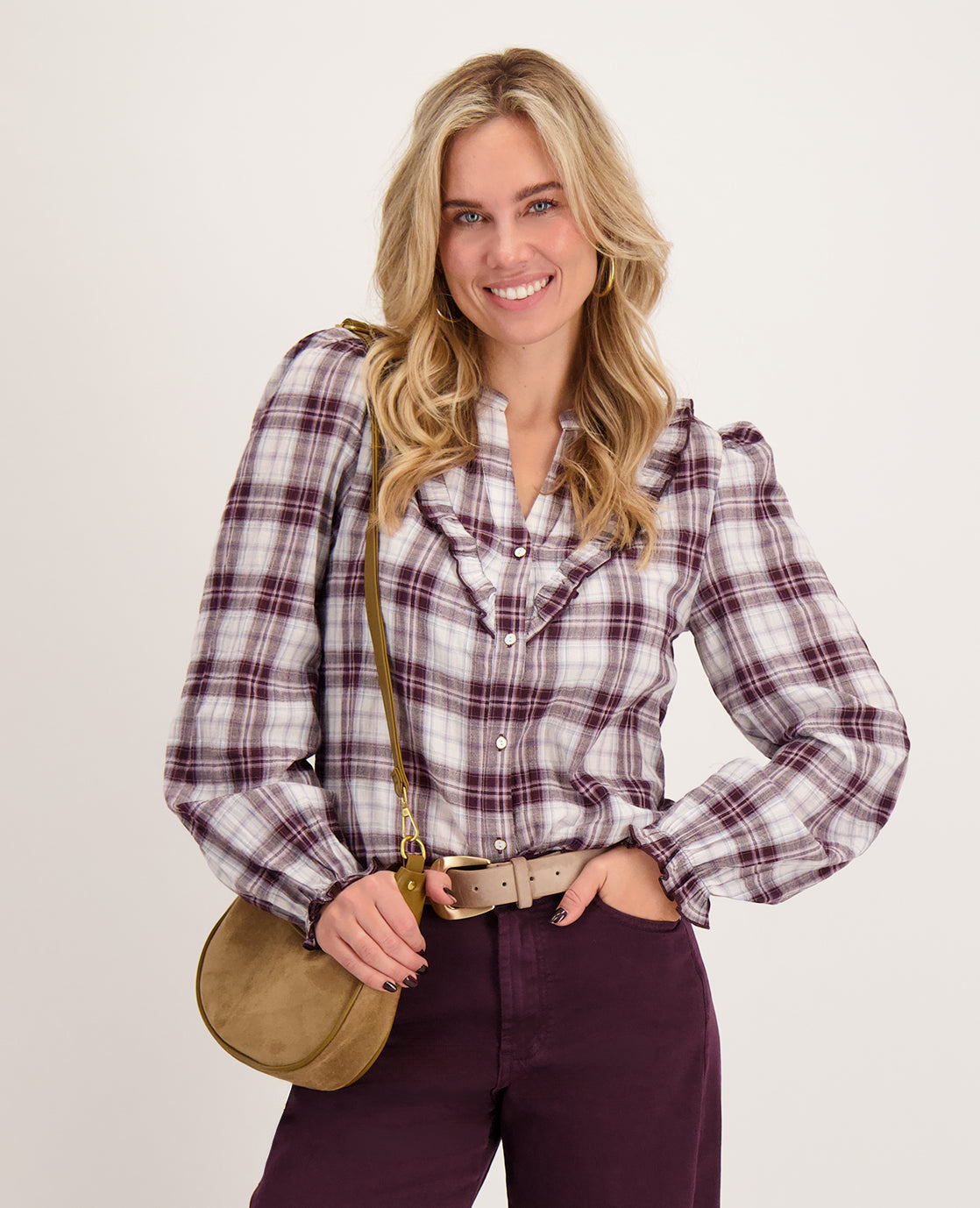 Blouse Checkered | Night Burgundy Multicolor