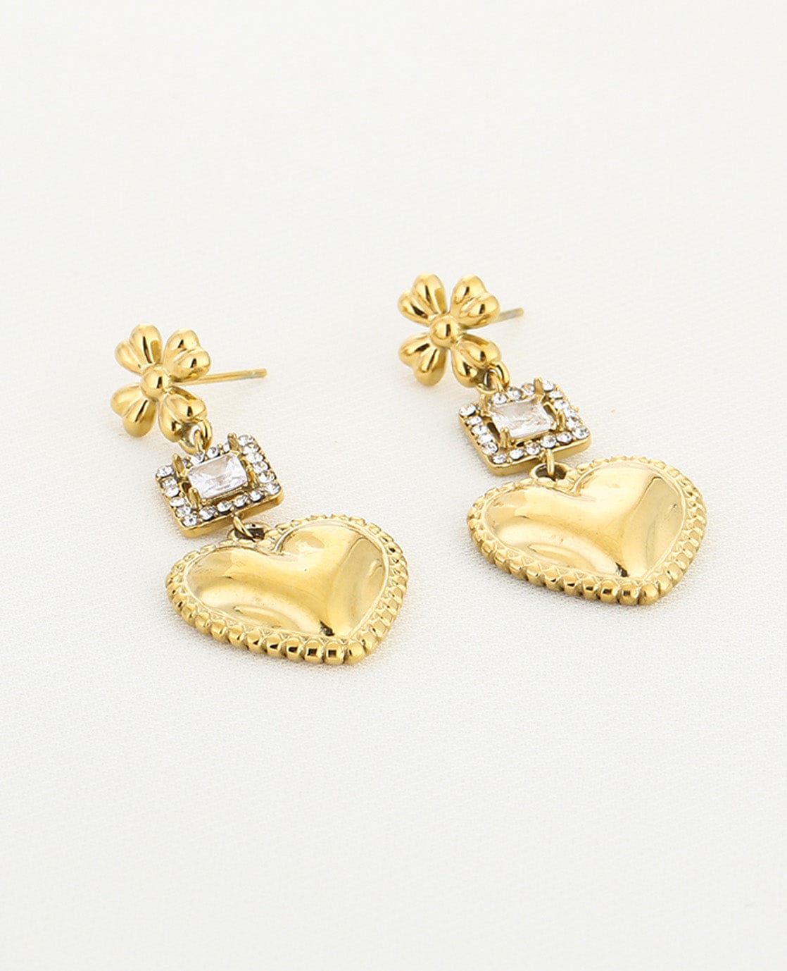 Je m'appelle Accessoires Goud / Wit / One Size Earrings Heart | Goud / Wit