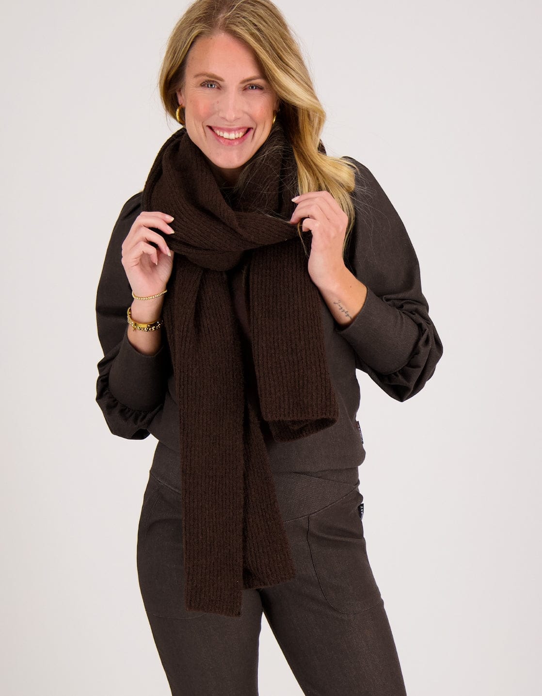 Je m'appelle Accessoires Dark Brown Melange / One Size Sjaal | Dark Brown Melange