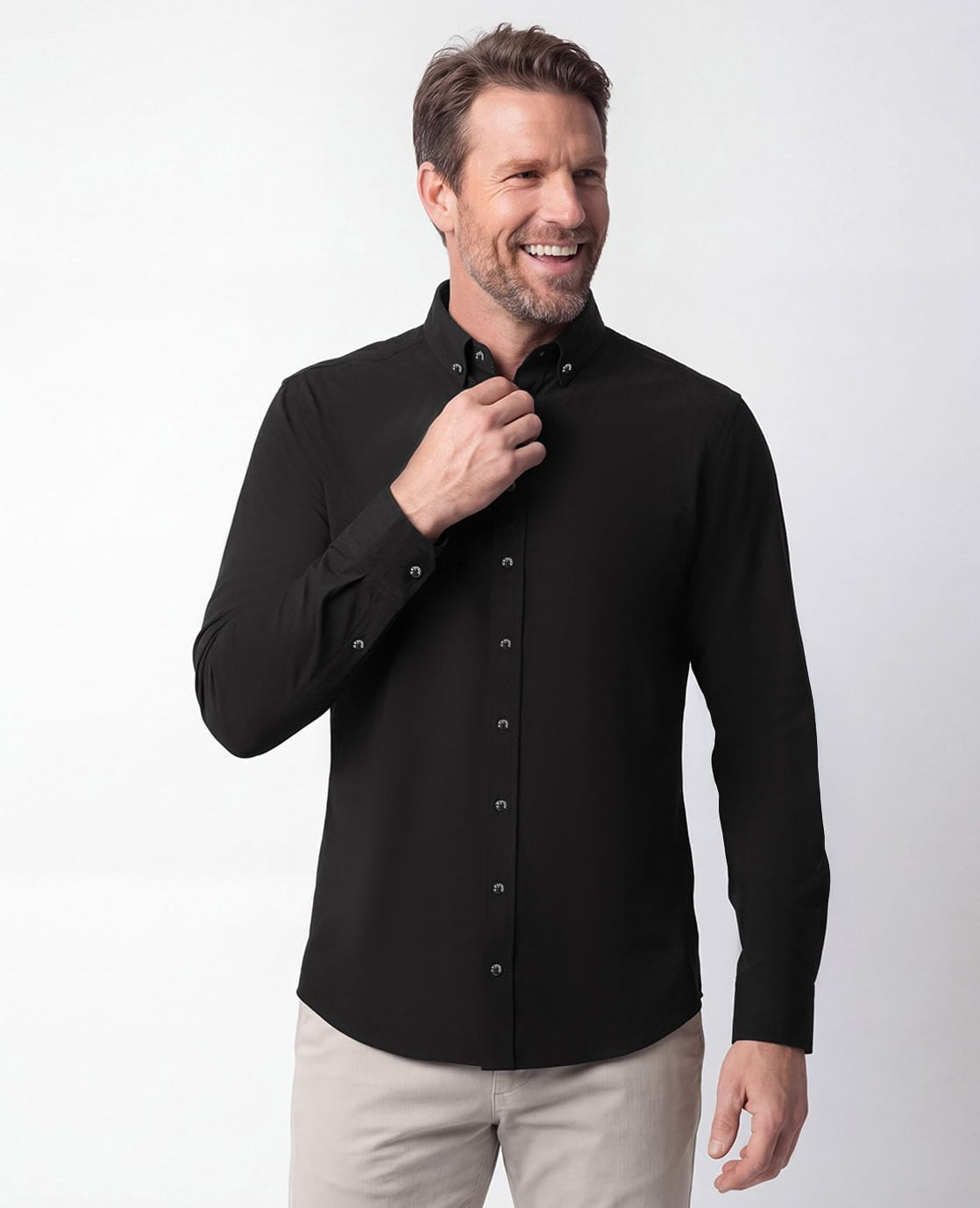 Je m'appelle Tops Button Down Shirt Homme Travel | Zwart