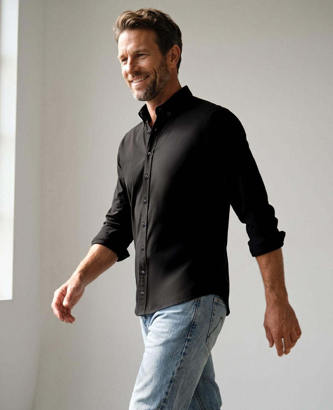 Je m'appelle Tops Button Down Shirt Homme Travel | Zwart