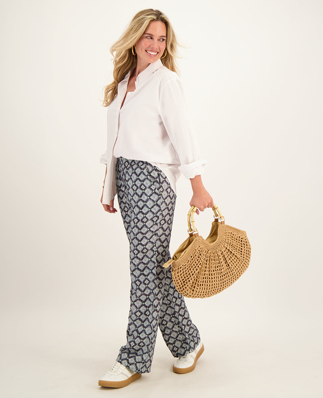 Pant Straight Claire | Multicolor / Lichtblauw