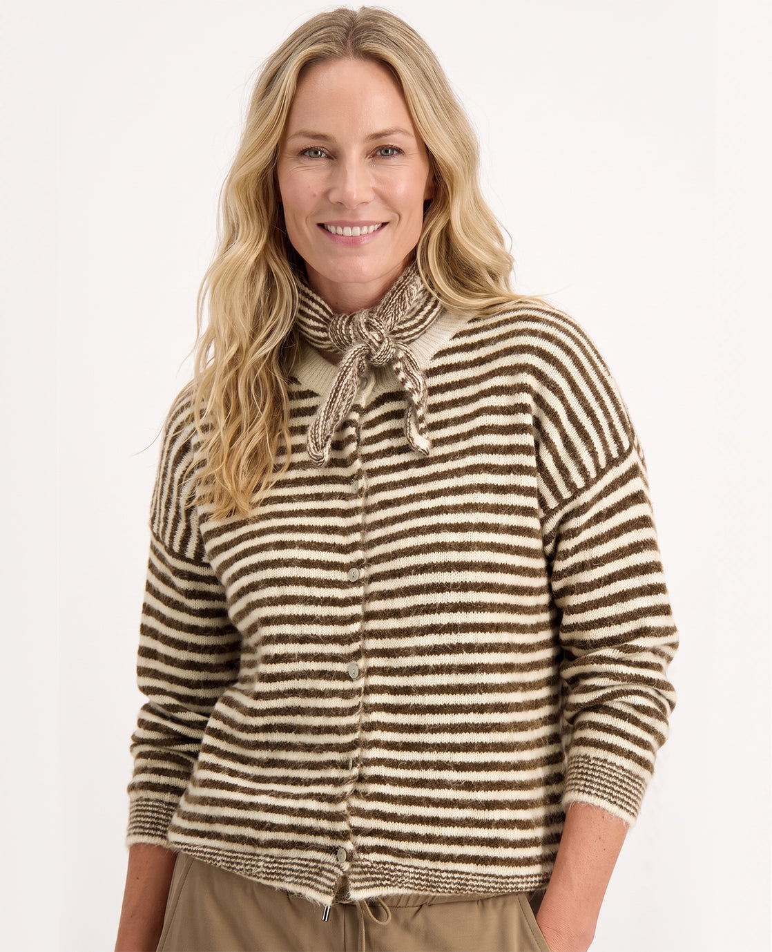 Veste Stripes | Ecru / Donkerbruin