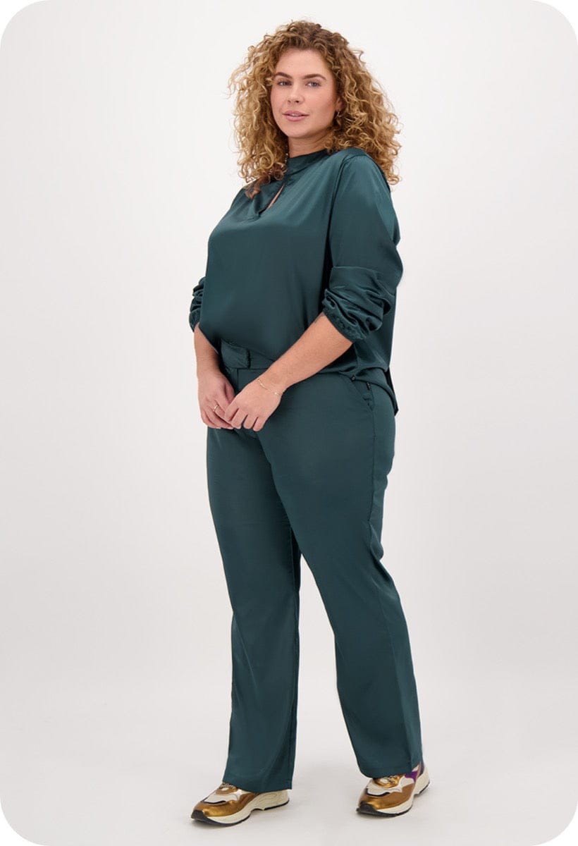 Je m'appelle Broeken Pant Straight Satin | Peacock Green