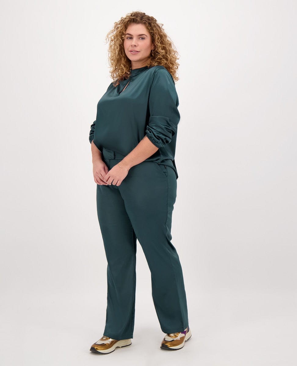 Je m'appelle Broeken Pant Straight Satin | Peacock Green