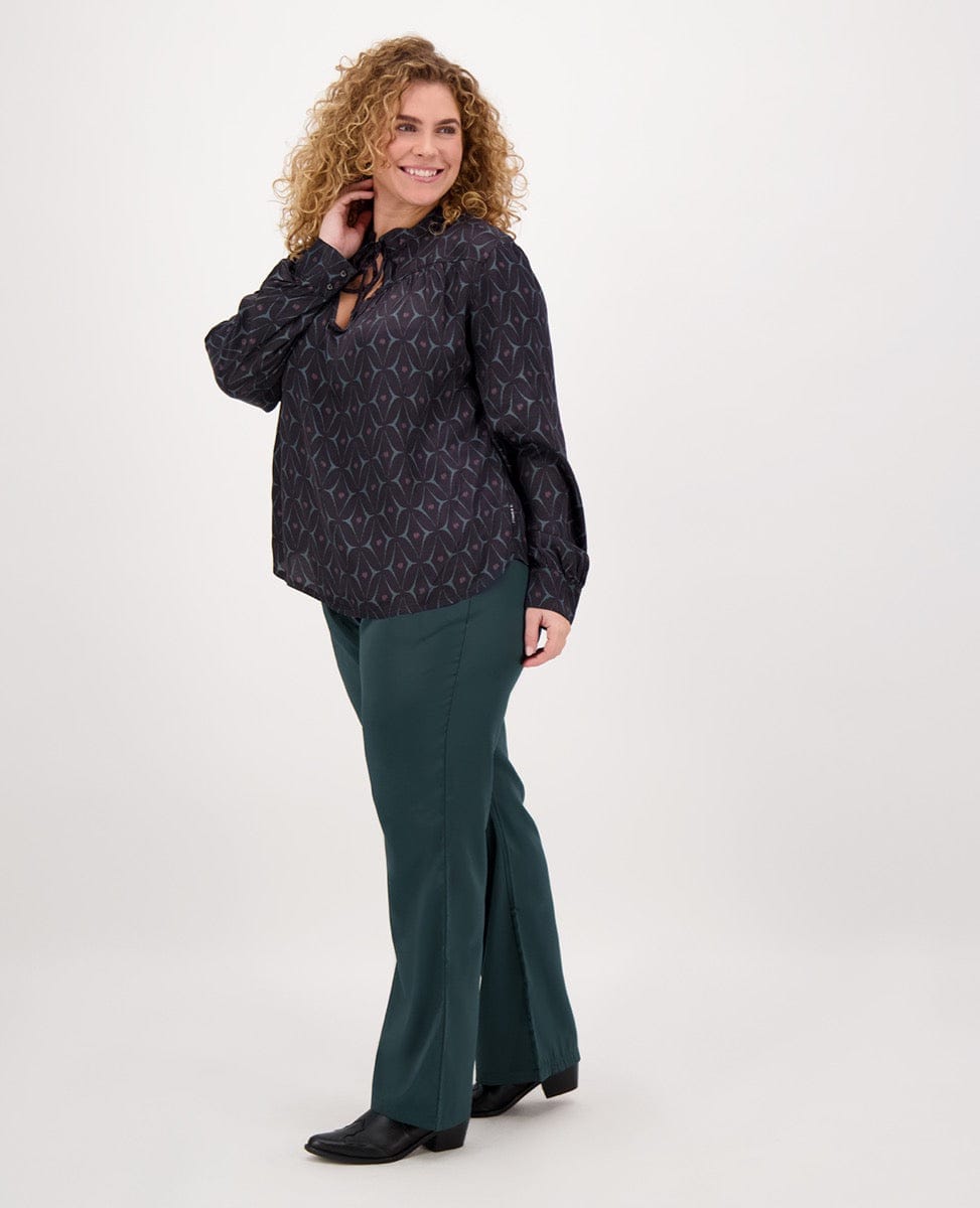 Je m'appelle Broeken Pant Straight Satin | Peacock Green