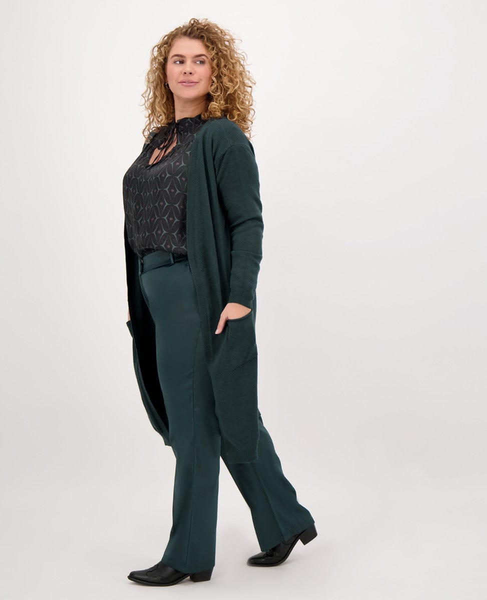 Je m'appelle Broeken Pant Straight Satin | Peacock Green