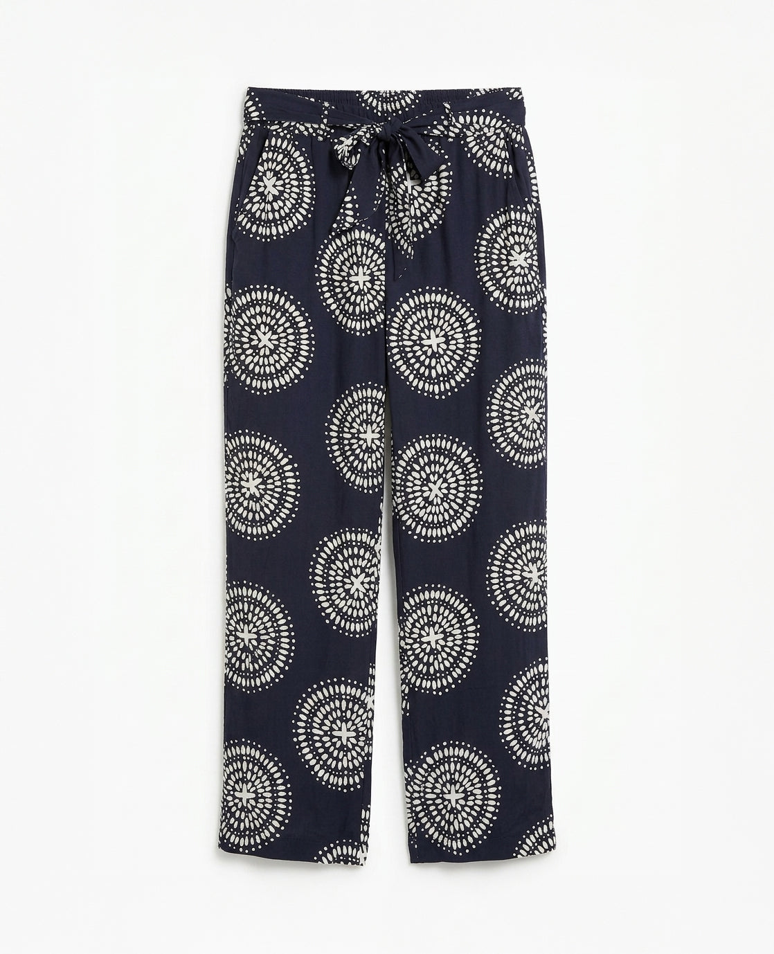Pant Straight | Donkerblauw/Porselein wit