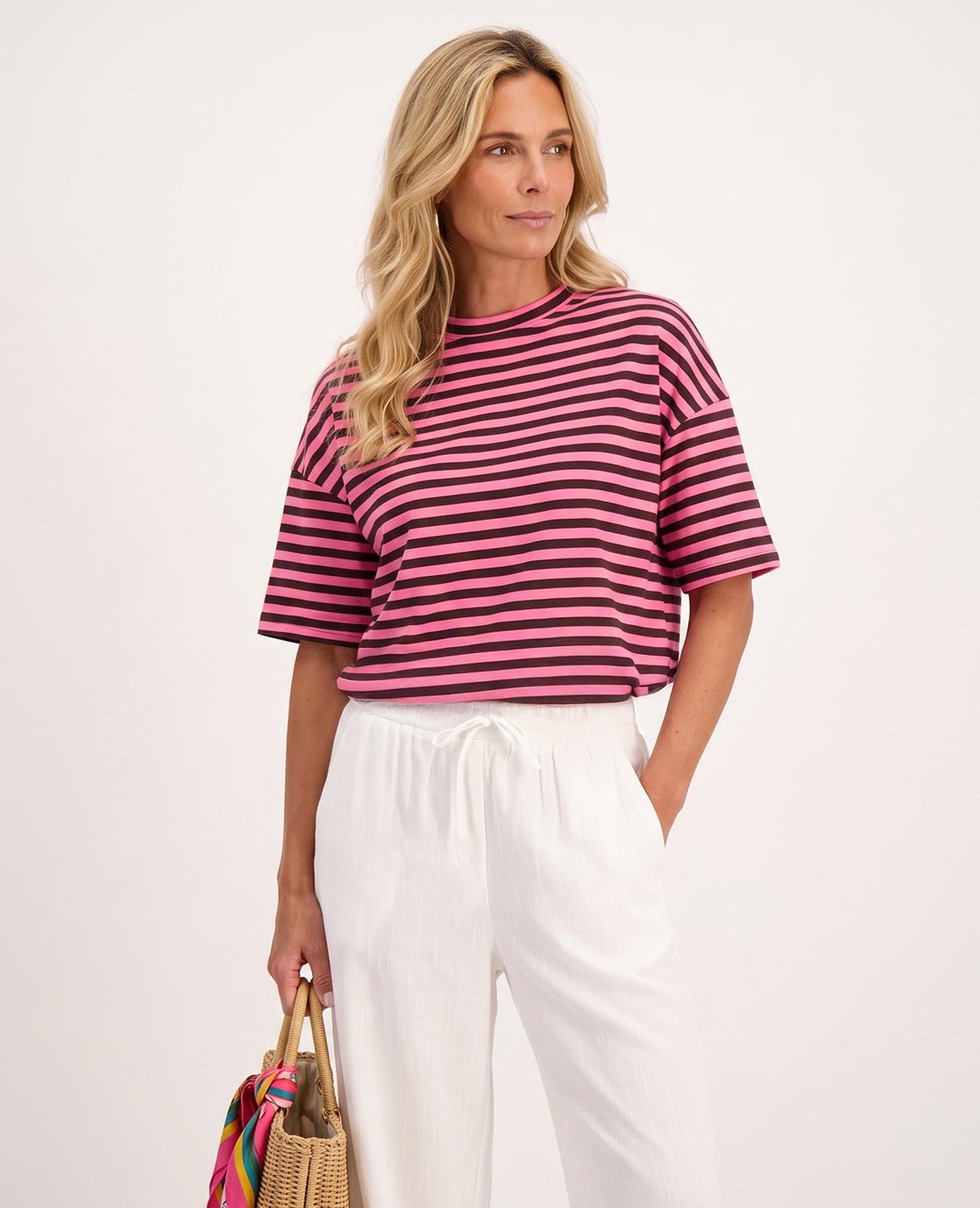 Tee Top Stripes | Brown / Pink
