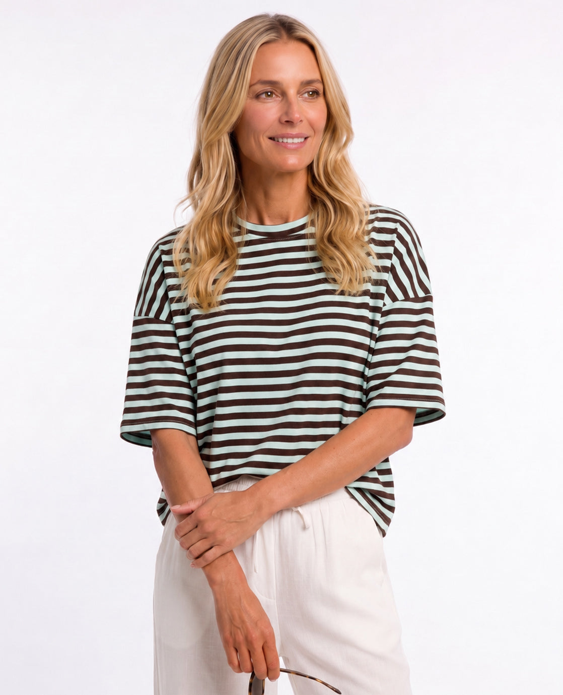 Tee Top Stripes | brown / Aqua
