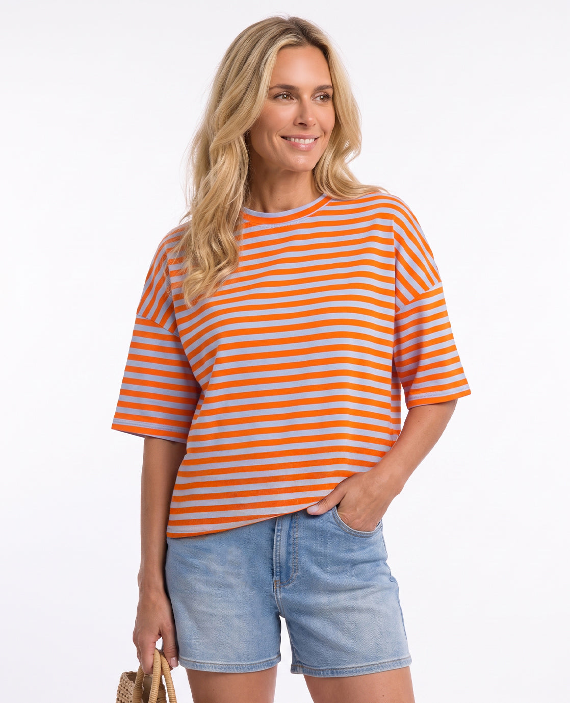 Tee Top Stripes | Blue / Orange