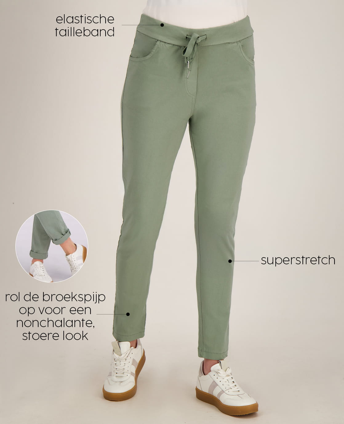 Je m'appelle Broeken Pant Summer Superstretch | Sage Green