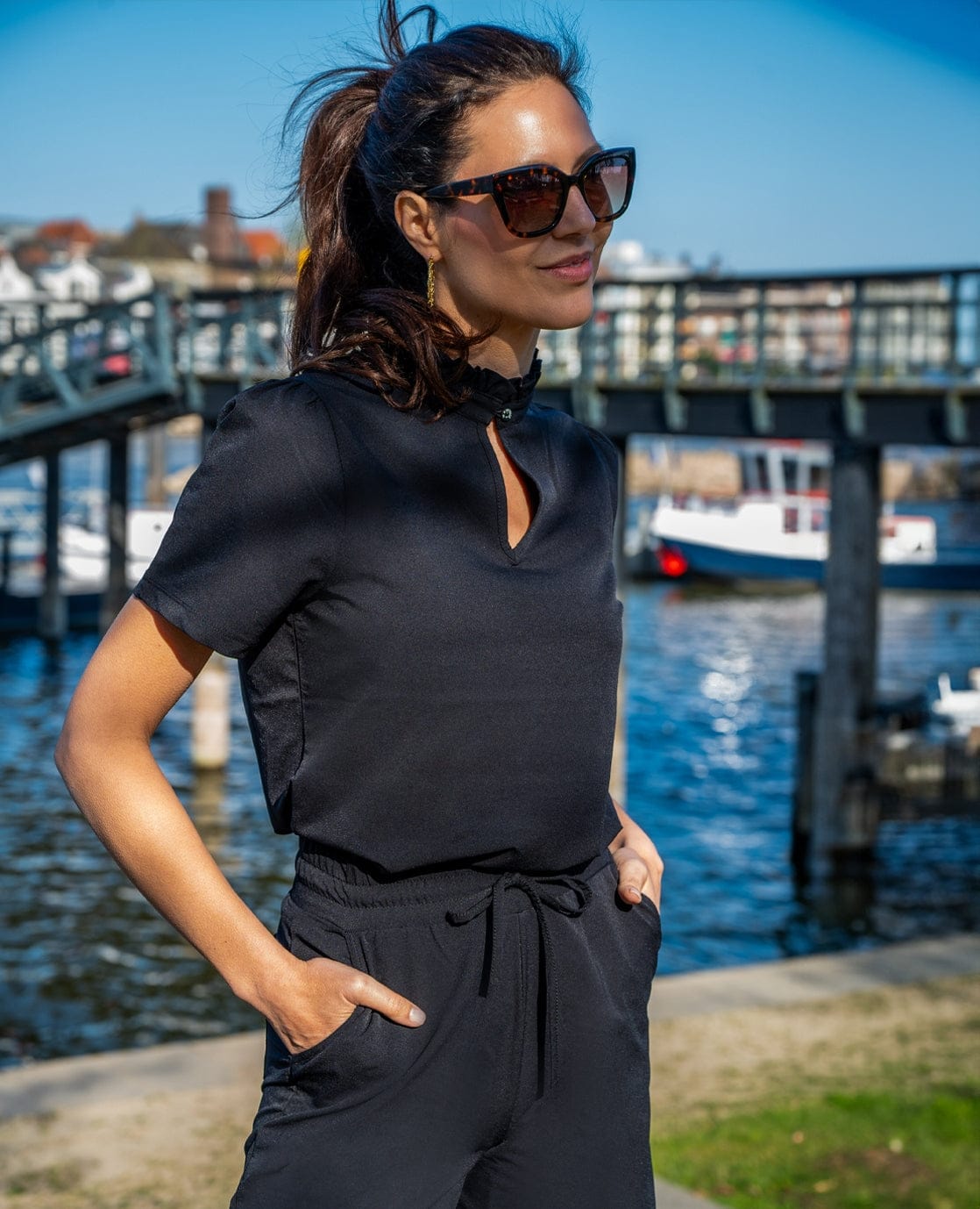 Je m'appelle Tops Top Ruche Travel | Zwart