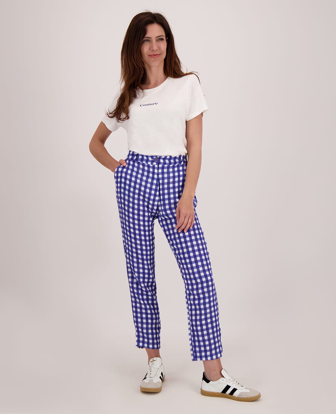 Je m'appelle Broeken Wit/Deep Marine / XS / (30'') Pant Fancy Élégant 7/8 | Wit/Deep Marine