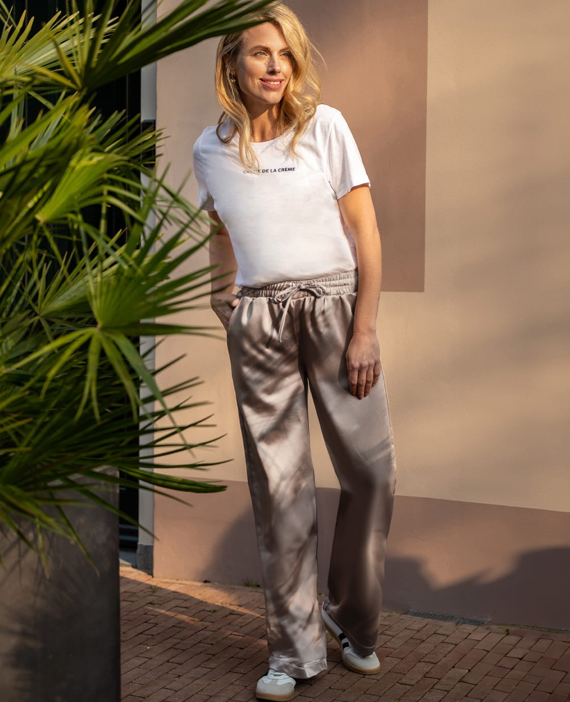 Je m'appelle Broeken Pant Satin Straight | Taupe