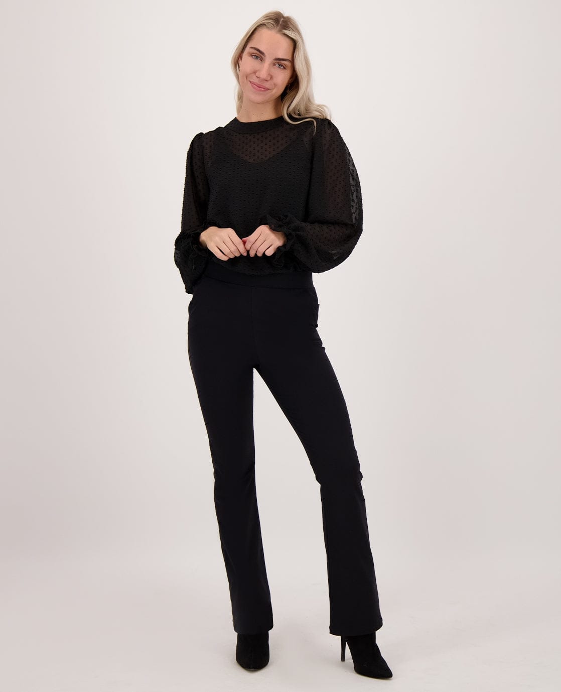 Je m'appelle Broeken Zwart / XS / Regular Pant Flare Yinthe Travel | Zwart