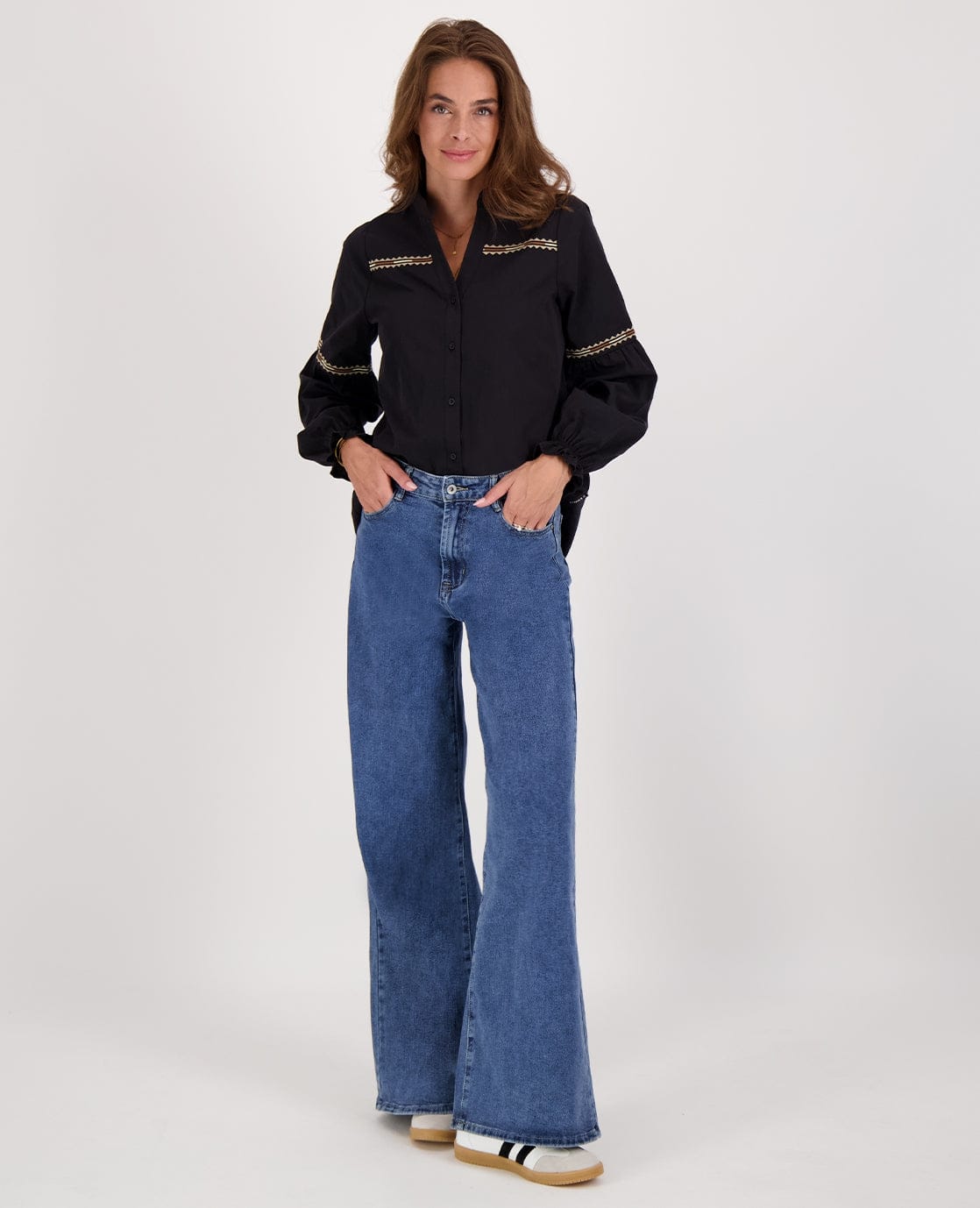 Je m'appelle Broeken Pant Wide Leg Straight Denim | Dark Denim