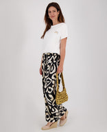 Je m'appelle Broeken Pant Wide Leg | Ecru / Zwart