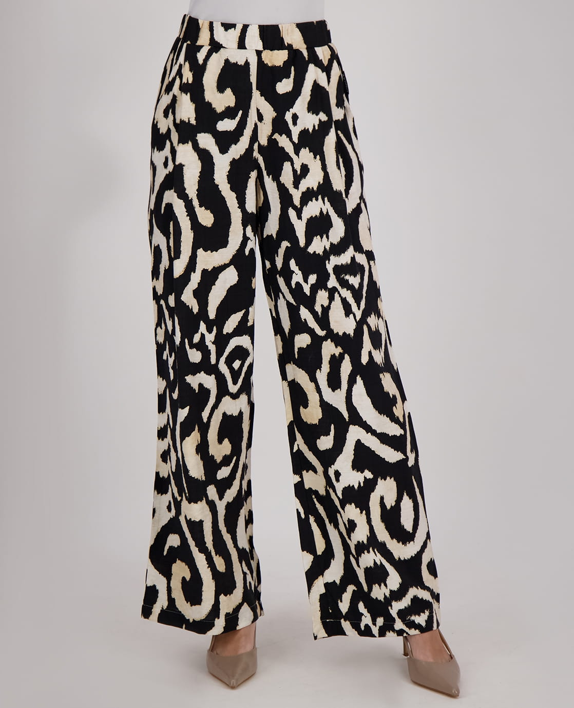 Je m'appelle Broeken Pant Wide Leg | Ecru / Zwart
