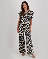 Je m'appelle Broeken Pant Wide Leg | Ecru / Zwart