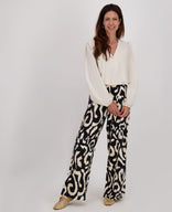 Je m'appelle Broeken Pant Wide Leg | Ecru / Zwart