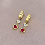 Je m'appelle Accessoires Rood/Goud / One Size Earrings Hearts | Rood/Goud