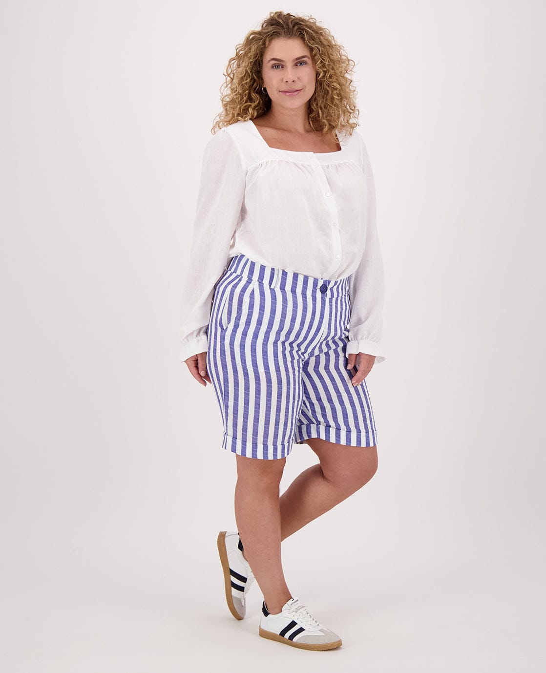 Je m'appelle Broeken Bermuda Chino | Wit/Deep Marine