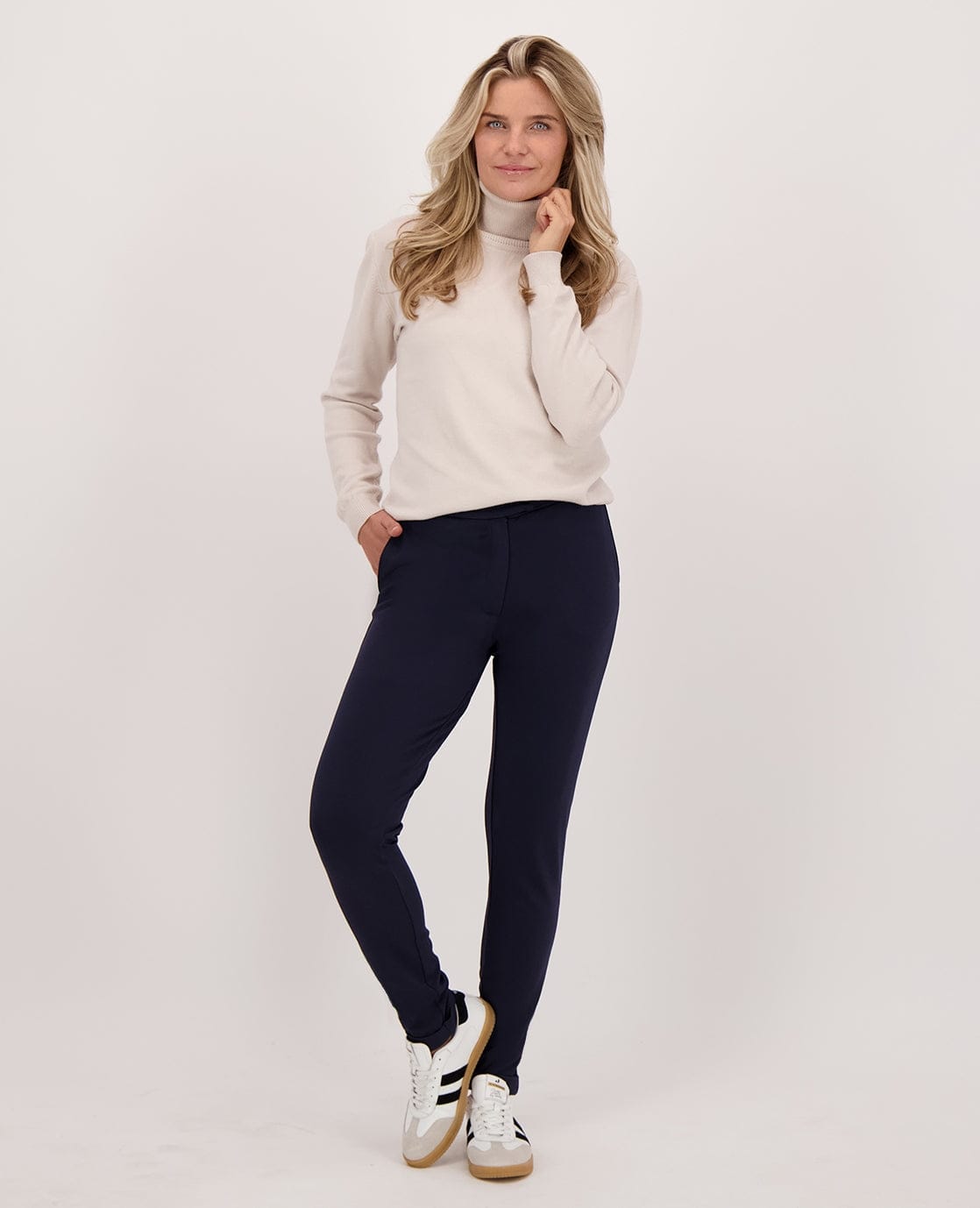 Je m'appelle Broeken Donkerblauw / XS / Short Pant Chino Travel Brushed | Donkerblauw