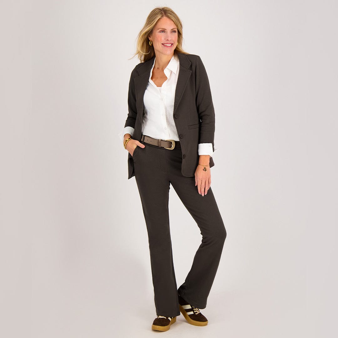 Je m'appelle Broeken Pant Flare Easy | Dark Taupe