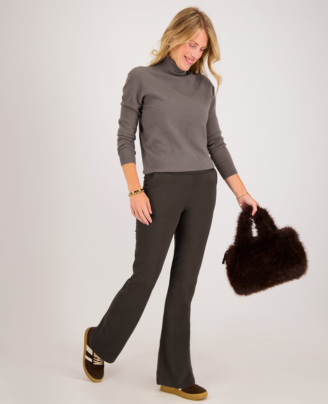 Je m'appelle Broeken Pant Flare Easy | Dark Taupe