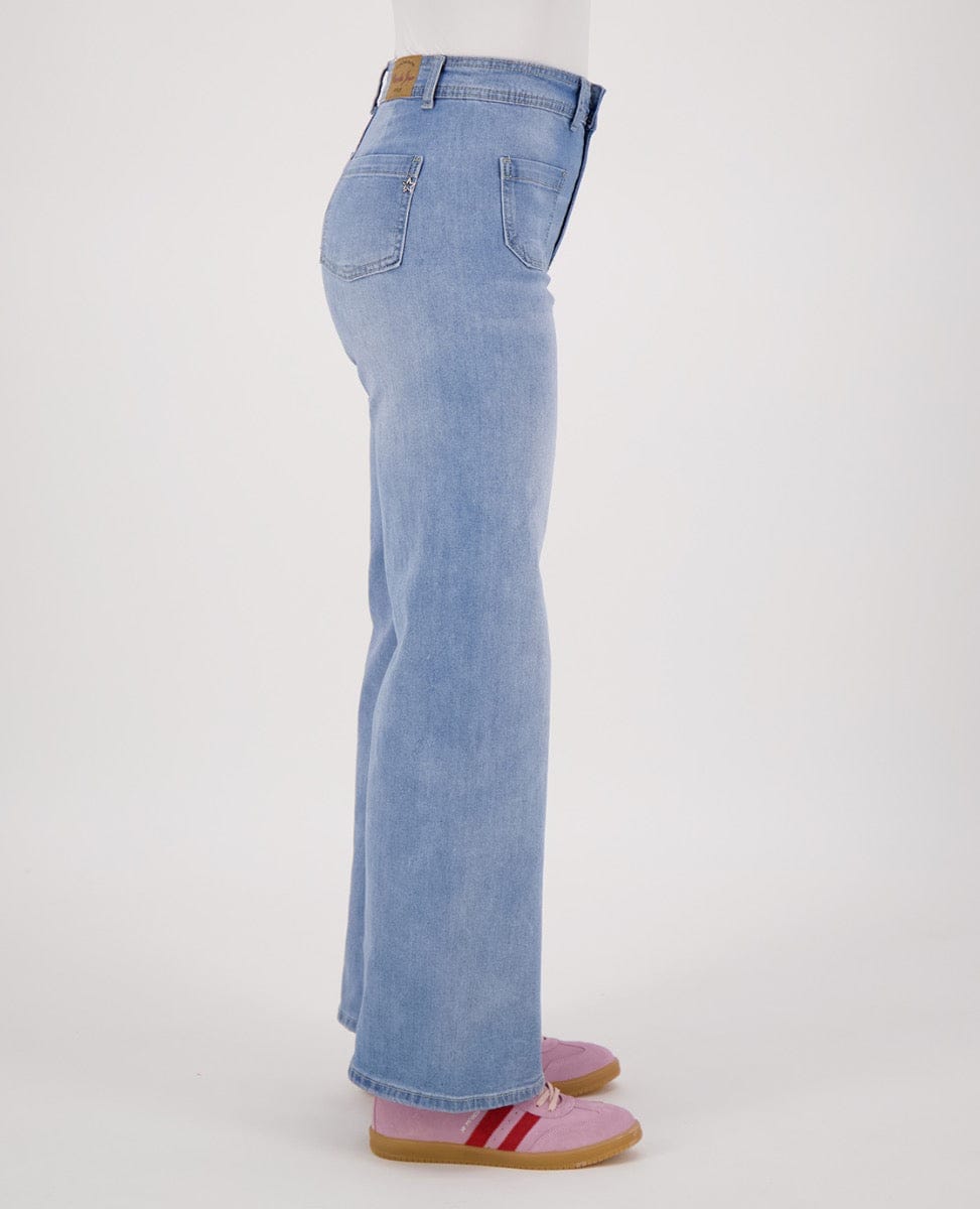 Je m'appelle Broeken Pant Flare Superstretch Denim | Light Denim