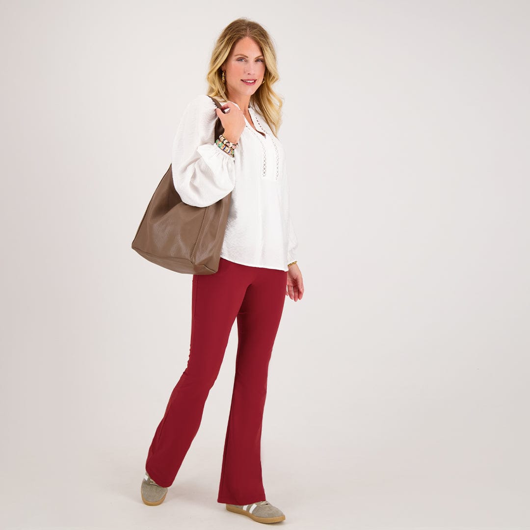 Je m'appelle Broeken Pant Flare Travel | Ruby Red