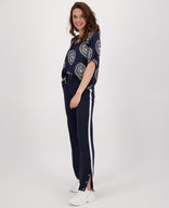 Je m'appelle Broeken Pant Leah Travel | Donkerblauw/Porselein wit