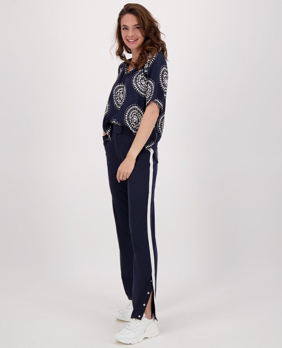 Je m'appelle Broeken Pant Leah Travel | Donkerblauw/Porselein wit