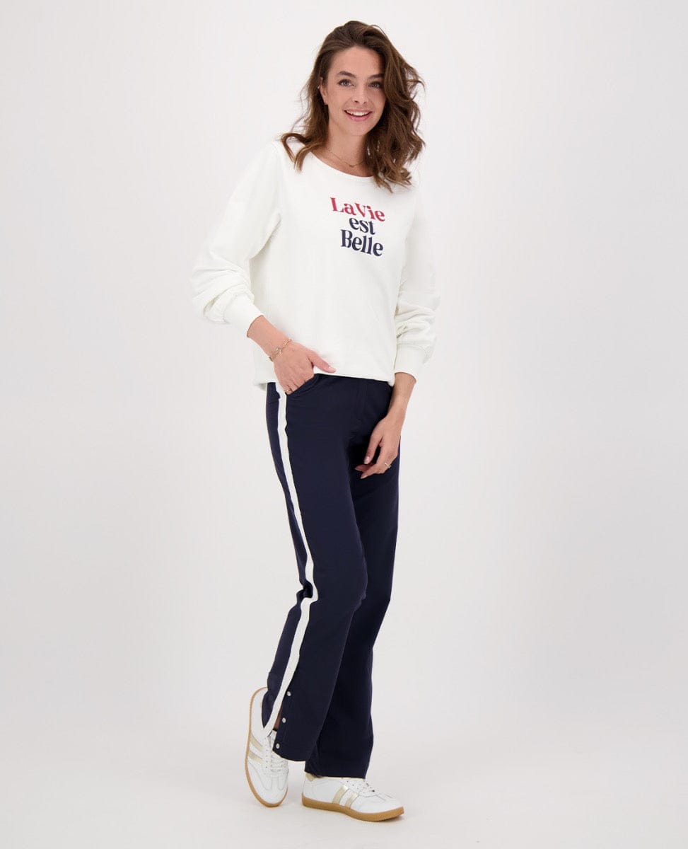 Je m'appelle Broeken Pant Leah Travel | Donkerblauw/Porselein wit