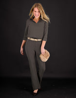 Je m'appelle Broeken Dark Taupe / XS / Regular Pant Lyon Flare Travel +++ | Dark Taupe