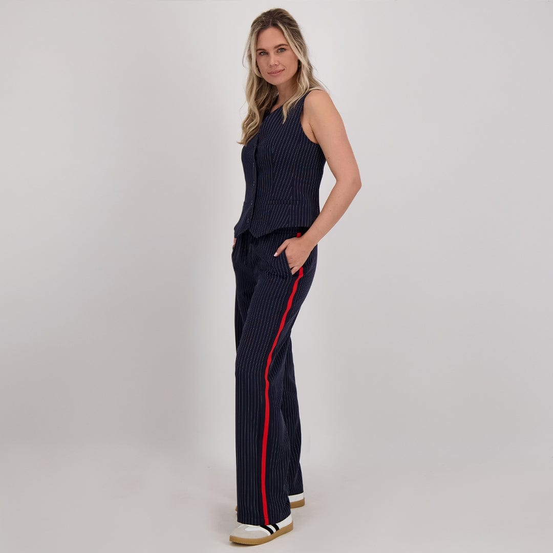 Je m'appelle Broeken Donkerblauw / Off White / XS Pant Straight Pinstripe | Donkerblauw / Off White